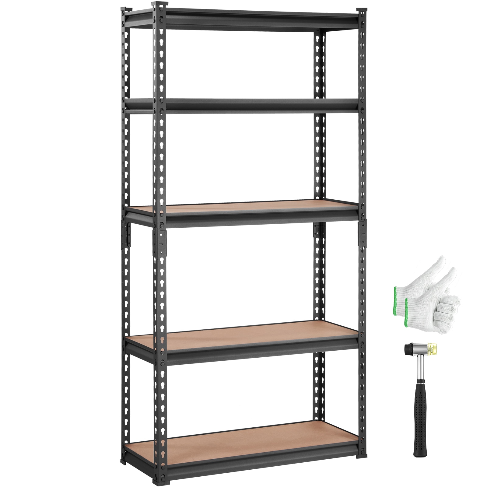 Heavy Duty Metal Storage Shelving Unit 5 Tier Adjustable Rack Black_voghion.com